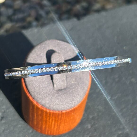 Kate Spade Silver Pave Crystal Hinged Cuff Bracelet - Picture 2 of 7